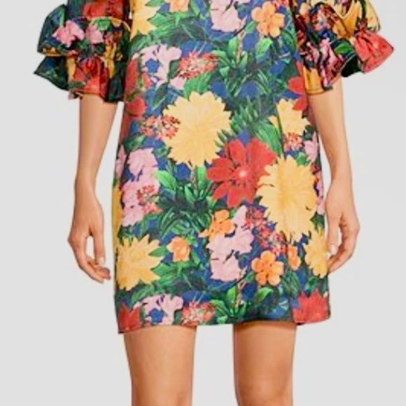 Abbey Glass Bronwyn Floral Print Crew Neck Shift Mini Dress - Picture 2 of 3